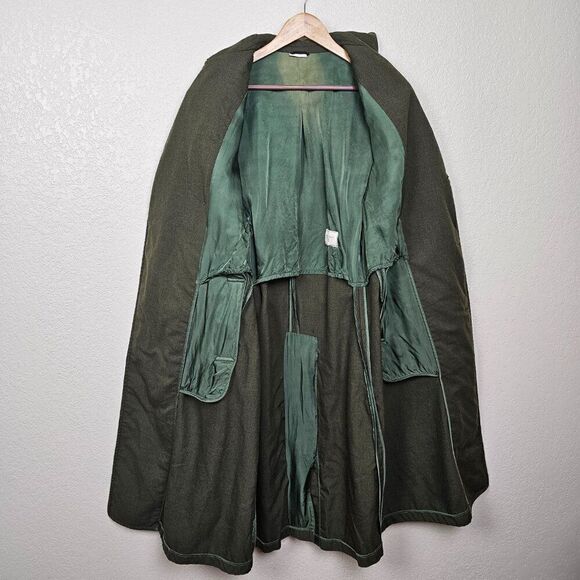 Overcoat Wool Serge Green Men's 38L USMC Marine Core Army Trench Coat Vintage - Picture 11 of 15